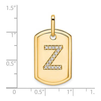 14K Yellow Gold 1/6 ct tw Diamond Dog Tag Initial Z Charm – view 2