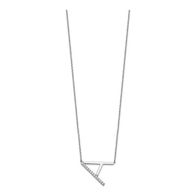 14K White Gold 1/7 ct tw Sideways Diamond Initial A Necklace – view 3