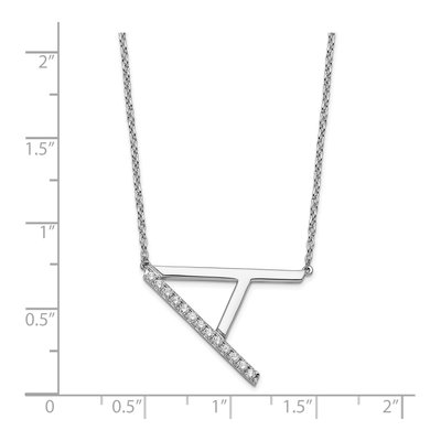 14K White Gold 1/7 ct tw Sideways Diamond Initial A Necklace – view 4