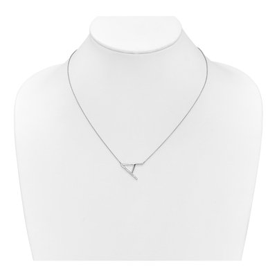 14K White Gold 1/7 ct tw Sideways Diamond Initial A Necklace – view 5