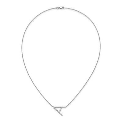 14K White Gold 1/7 ct tw Sideways Diamond Initial A Necklace – view 6