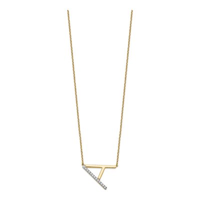 14K Gold Diamond Initial A Necklace, 18" – view 2
