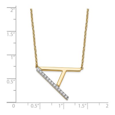 14K Gold Diamond Initial A Necklace, 18" – view 3