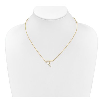 14K Gold Diamond Initial A Necklace, 18" – view 4