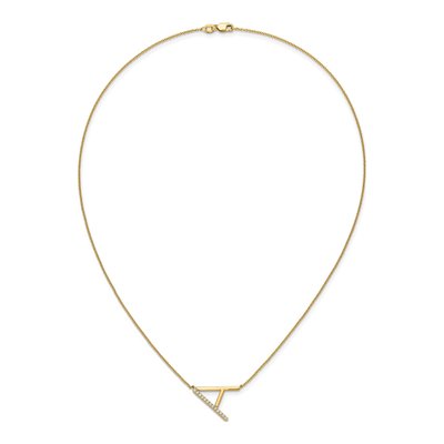 14K Gold Diamond Initial A Necklace, 18" – view 5