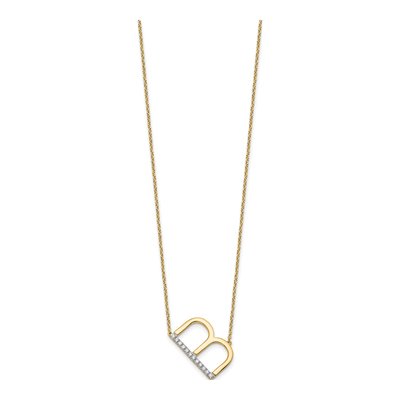 14K Yellow Gold 1/7 ct tw Diamond Initial B Necklace – view 2