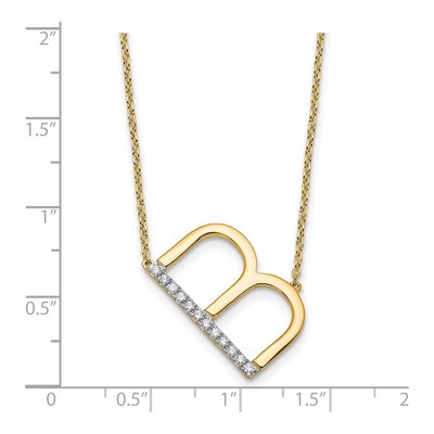 14K Yellow Gold 1/7 ct tw Diamond Initial B Necklace – view 3