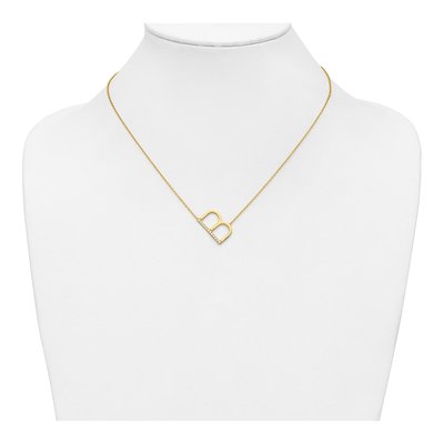14K Yellow Gold 1/7 ct tw Diamond Initial B Necklace – view 4