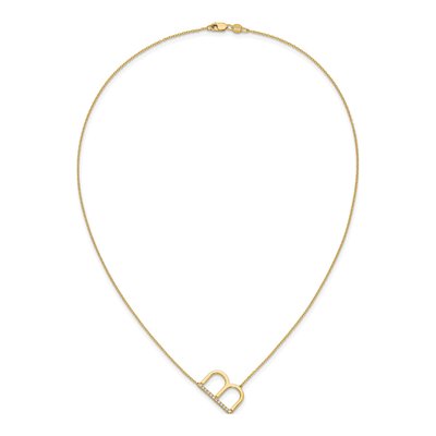 14K Yellow Gold 1/7 ct tw Diamond Initial B Necklace – view 5