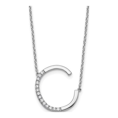 14K White Gold 1/6 ct tw Diamond Initial C Necklace