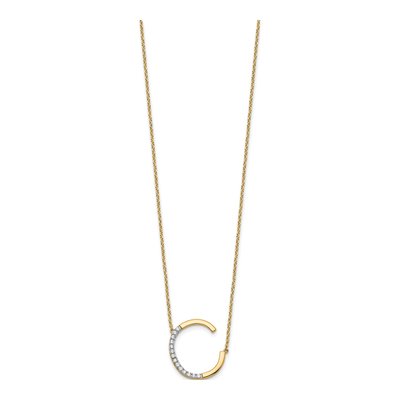 14K Yellow Gold Diamond Initial C Necklace, 18 in – view 3