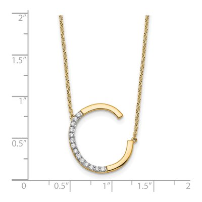 14K Yellow Gold Diamond Initial C Necklace, 18 in – view 4