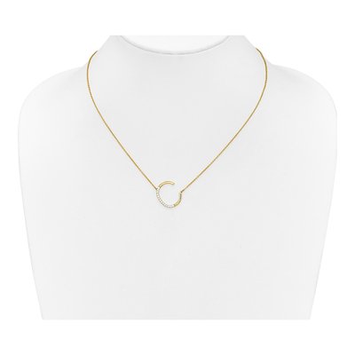 14K Yellow Gold Diamond Initial C Necklace, 18 in – view 5