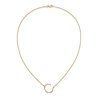 14K Yellow Gold Diamond Initial C Necklace, 18 in – view 6