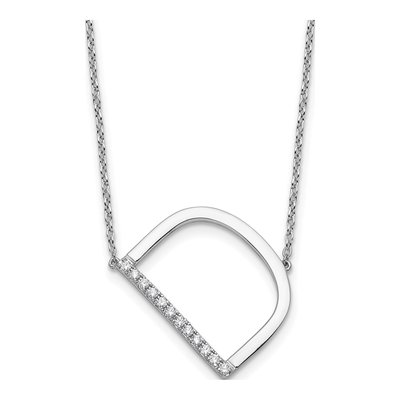 14K White Gold 1/7 ct tw Diamond Initial D Necklace