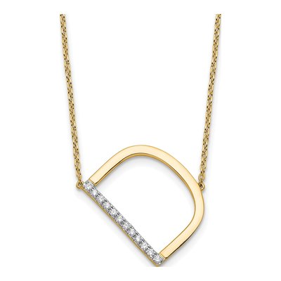 14K Yellow Gold 1/7 ct tw Diamond Initial D Necklace