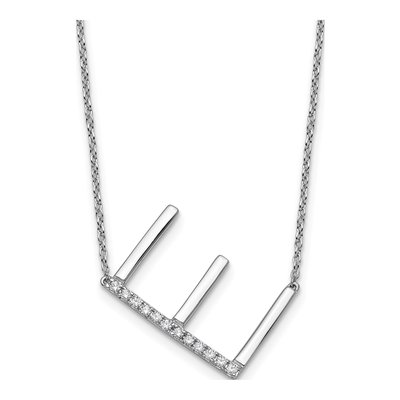 14K White Gold 1/7 ct tw Diamond Initial E Necklace