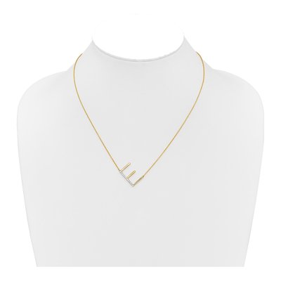 14K Yellow Gold 1/7 ct tw Diamond Initial E Necklace – view 4