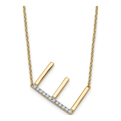 14K Yellow Gold 1/7 ct tw Diamond Initial E Necklace