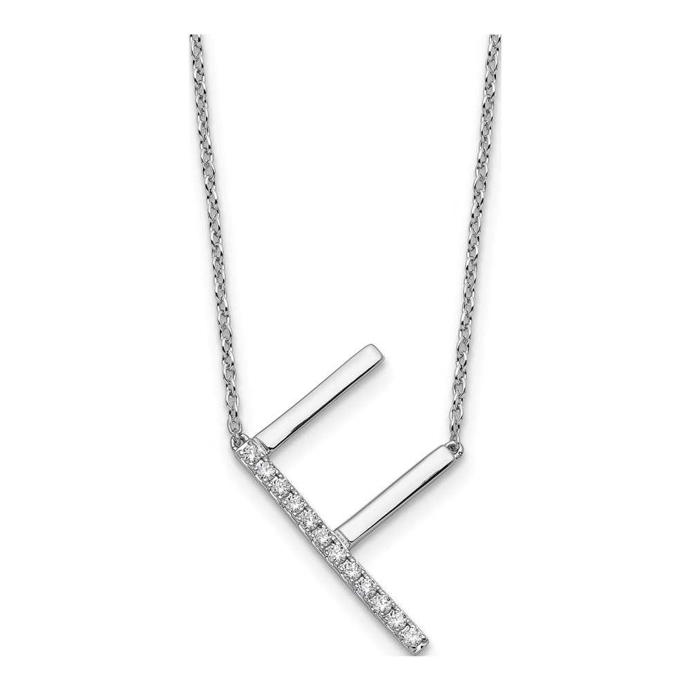 14K White Gold 1/7 ct tw Diamond Initial F Necklace