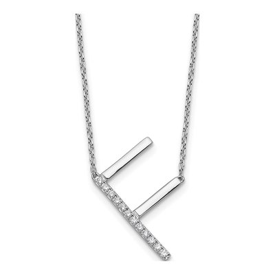 14K White Gold 1/7 ct tw Diamond Initial F Necklace