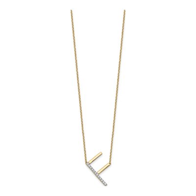 14K Yellow Gold 1/7 ct tw Diamond Initial F Necklace – view 2