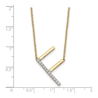 14K Yellow Gold 1/7 ct tw Diamond Initial F Necklace – view 3