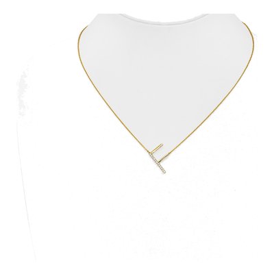 14K Yellow Gold 1/7 ct tw Diamond Initial F Necklace – view 4