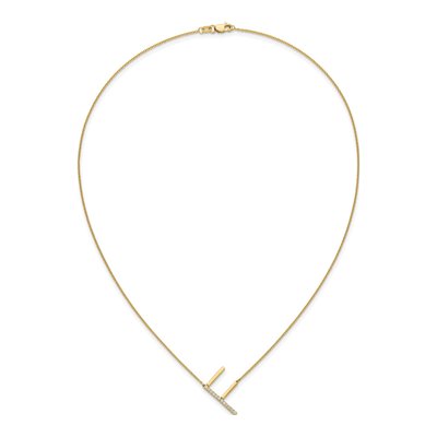 14K Yellow Gold 1/7 ct tw Diamond Initial F Necklace – view 5