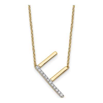 14K Yellow Gold 1/7 ct tw Diamond Initial F Necklace
