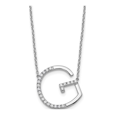 14K White Gold 0.28 ct tw Diamond Initial G Necklace