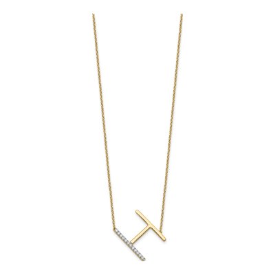 14K Yellow Gold 1/7 ct tw Diamond Initial H Necklace – view 2