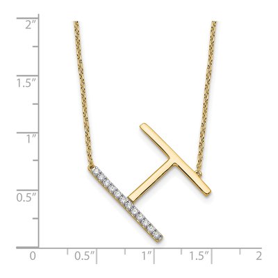 14K Yellow Gold 1/7 ct tw Diamond Initial H Necklace – view 3