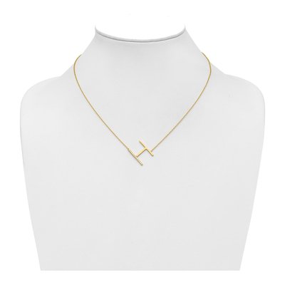 14K Yellow Gold 1/7 ct tw Diamond Initial H Necklace – view 4