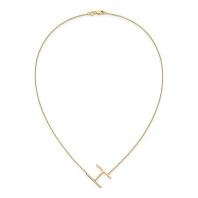 14K Yellow Gold 1/7 ct tw Diamond Initial H Necklace – view 5