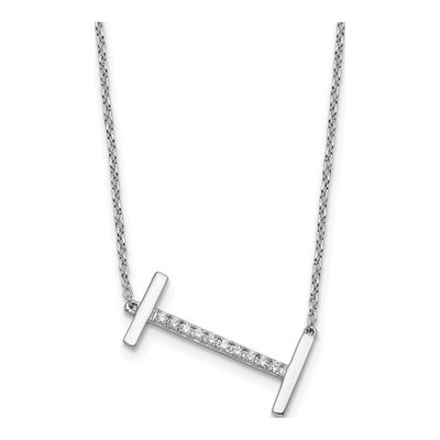 14K White Gold 1/8 ct tw Diamond Initial I Necklace