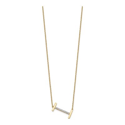 14K Yellow Gold 1/8 ct tw Diamond Initial I Necklace – view 2