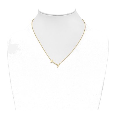 14K Yellow Gold 1/8 ct tw Diamond Initial I Necklace – view 4