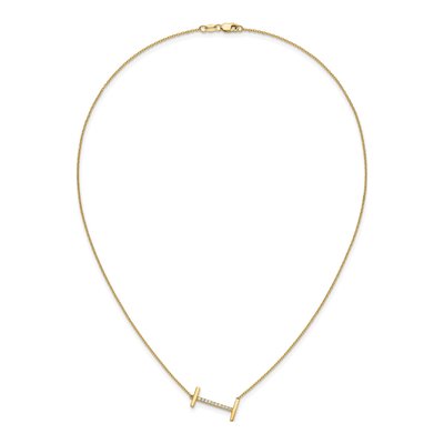 14K Yellow Gold 1/8 ct tw Diamond Initial I Necklace – view 5