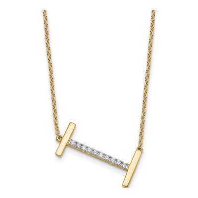 14K Yellow Gold 1/8 ct tw Diamond Initial I Necklace
