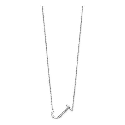 14K White Gold 1/8 ct tw Diamond Initial J Necklace – view 3