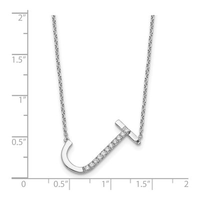 14K White Gold 1/8 ct tw Diamond Initial J Necklace – view 4