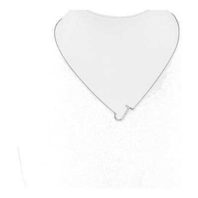 14K White Gold 1/8 ct tw Diamond Initial J Necklace – view 5
