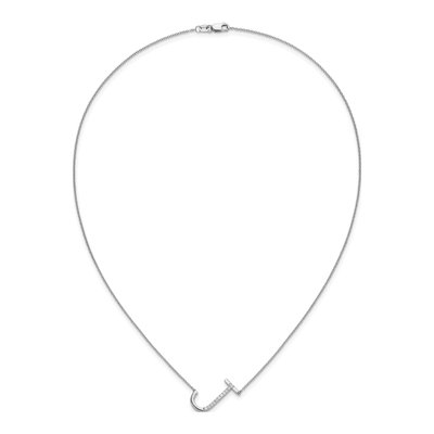14K White Gold 1/8 ct tw Diamond Initial J Necklace – view 6