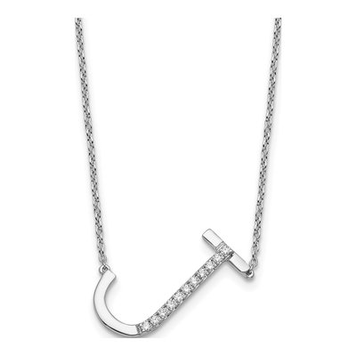 14K White Gold 1/8 ct tw Diamond Initial J Necklace