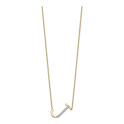 14K Yellow Gold 1/8 ct tw Diamond Initial J Necklace – view 3