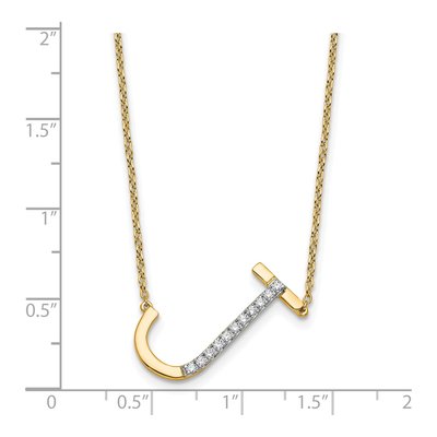 14K Yellow Gold 1/8 ct tw Diamond Initial J Necklace – view 4
