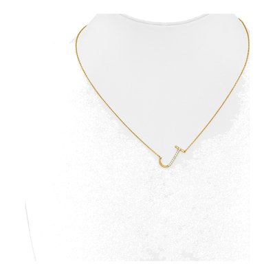 14K Yellow Gold 1/8 ct tw Diamond Initial J Necklace – view 5