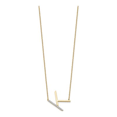 14K Yellow Gold 1/7 ct tw Diamond Initial K Necklace – view 3
