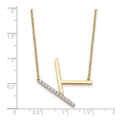 14K Yellow Gold 1/7 ct tw Diamond Initial K Necklace – view 4